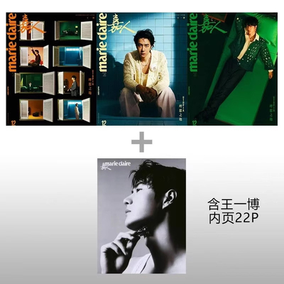 计入销量 嘉人杂志 12月闭年刊 王一博A/B/C封面 嘉人marieclaire杂志2024年十二月 王一博封面