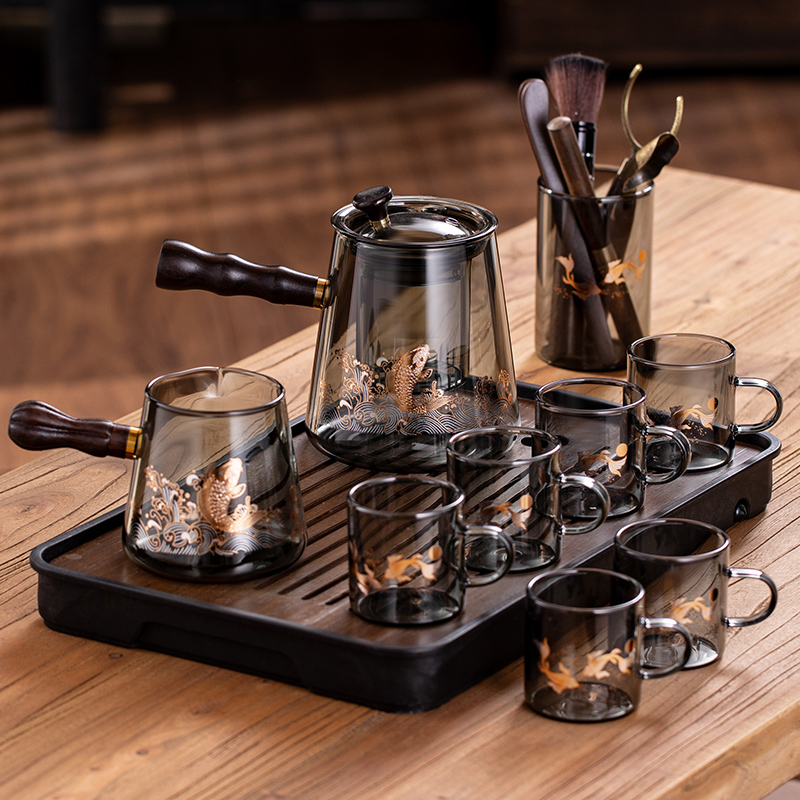 玻璃茶具套装2025新款泡茶壶专用家用会客喝茶茶台一整套功夫茶杯