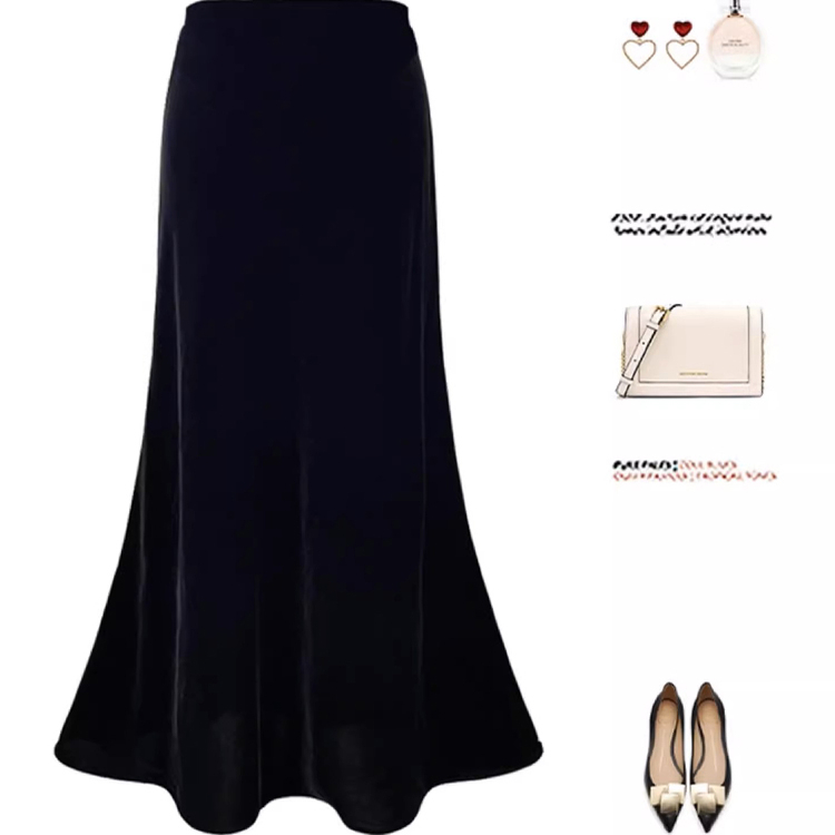 金丝绒鱼尾半身裙女加绒加厚裙子