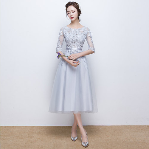 简单中长款小晚礼服气质年会平时