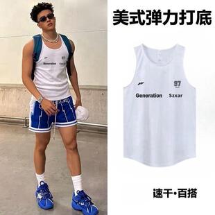 美式运动背心男夏季速干透气健身跑步篮球无袖T恤热身比赛训练服