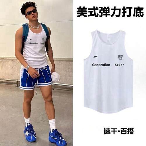 美式运动背心男夏季速干透气健身跑步篮球无袖T恤热身比赛训练服