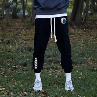 篮球裤长裤男独行侠宽松束脚训练裤黑色春秋舒适学生扎袜运动卫裤