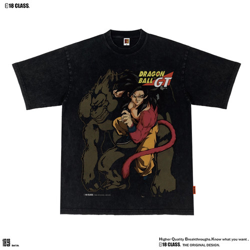 DRAGON BALL龙珠GT美式宽松vintage复古做旧重磅洗水纯棉短袖T恤