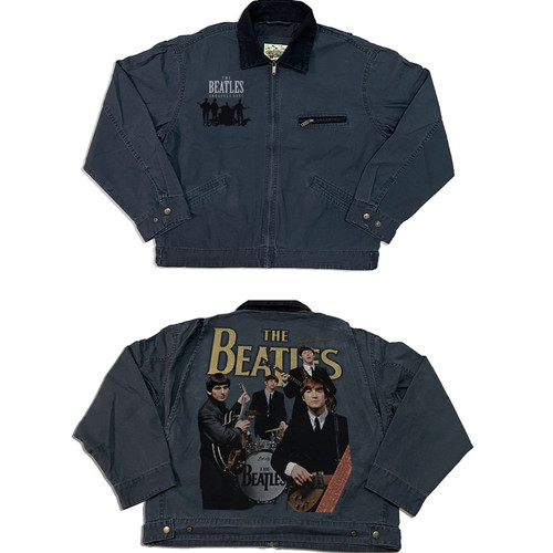 18CLASS披头士甲壳虫乐队印花J97工装水洗重磅夹克男秋季复古外套