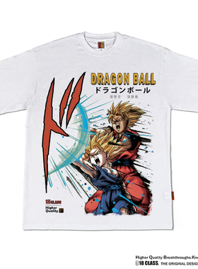 龙珠孙悟饭卡卡罗特父子波日系漫画美式纯棉宽松白色短袖T恤长袖