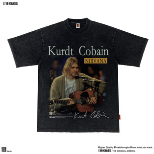 Cobain柯本Nirvana乐队原创潮高街男女小领口重磅复古纯棉T恤长袖