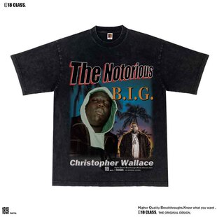 B.I.G.美式Hip hop嘻哈复古说唱街头宽松重磅水洗OG休闲长短袖T恤