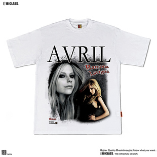 Avril艾薇儿原创潮牌卫衣美式 高街男女小领口重磅复古纯棉T恤长袖