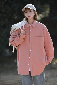 2025新款日系男女纯色美式宽松休闲工装衬衣长袖外套潮CS02P45图片