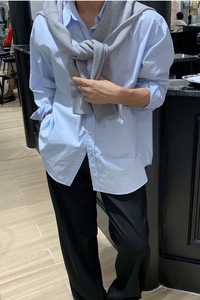 轻奢高级感衬衫男长袖韩版宽松衬衣男简约质感潮流上衣男3403P45图片