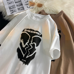270g重磅短袖T恤男 夏季美式复古印花纯棉半袖打底衫上衣-T07-P35图片