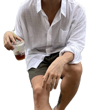 夏季新款韩版透气衬衫休闲宽松棉麻料男士衬衣薄款外套3407P45特，男装衬衫，星座710
