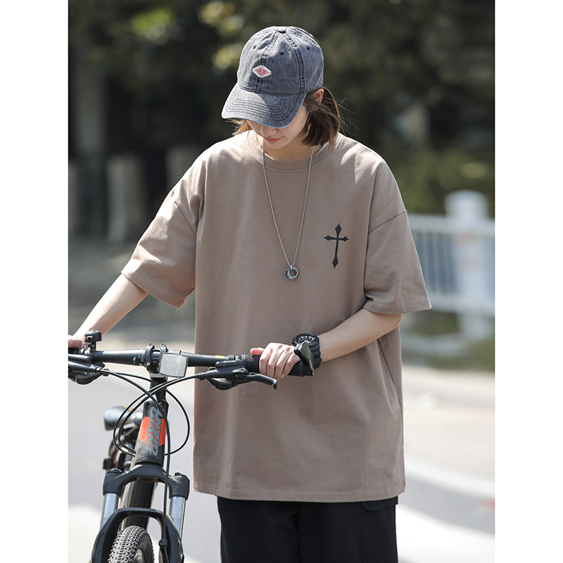 重磅270G短袖t恤女圆领宽松2025年新款美式复古体恤上衣T06-P35,男装T恤,星座710