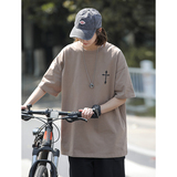 重磅270G短袖t恤女圆领宽松2025年新款美式复古体恤上衣T06-P35，男装T恤，星座710