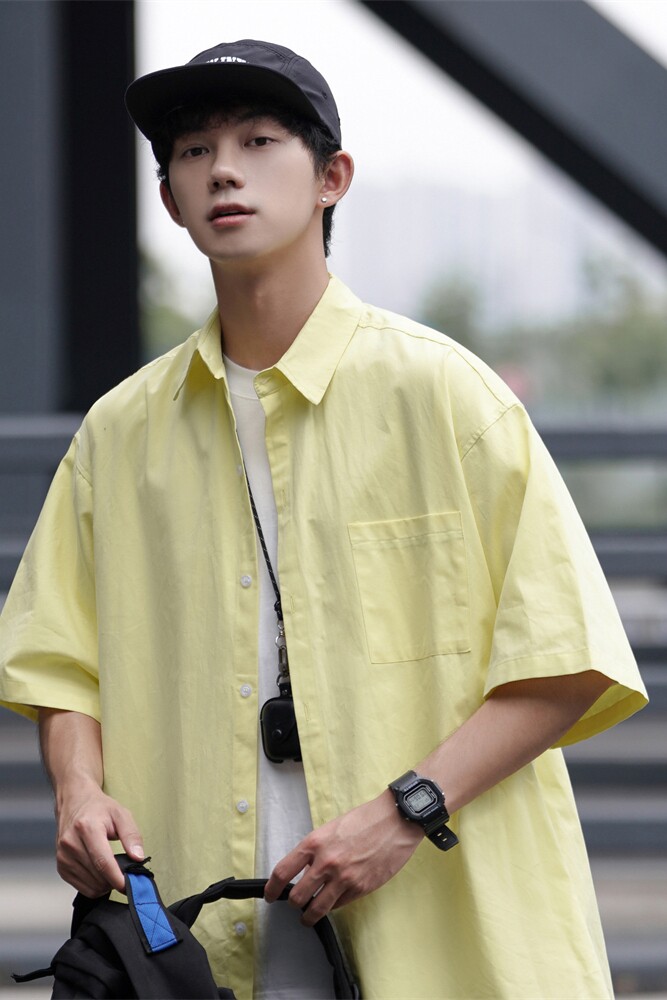 夏季新款男士短袖衬衫cityboy纯色学生半袖休闲宽松青少年衬衣潮,男装T恤,星座710