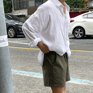 棉麻长袖衬衫男夏季薄款韩版宽松百搭衬衣休闲透气外套3407P45特图片