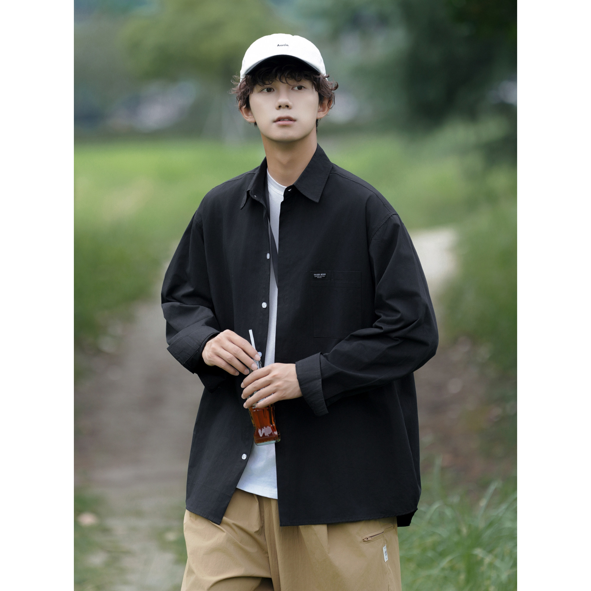 秋季男士衬衫男款宽松防晒外上衣套cityboy潮流工装衬衣7016p45图片