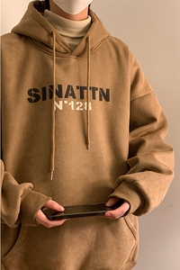 男士卫衣男冬季加厚学院风重磅宽松休闲连帽衫外套WY05P68图片
