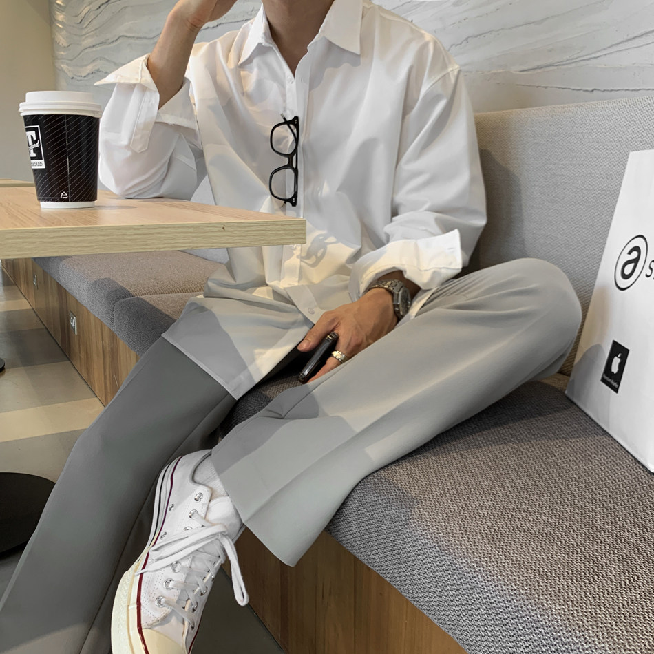 新款轻奢高级感衬衫男长袖韩版宽松衬衣男简约质感潮流上衣男,男装衬衫,星座710