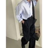 条纹衬衫男长袖秋季高级感痞帅韩版潮流休闲衬衣外套XZ710-805P50，男装衬衫，星座710