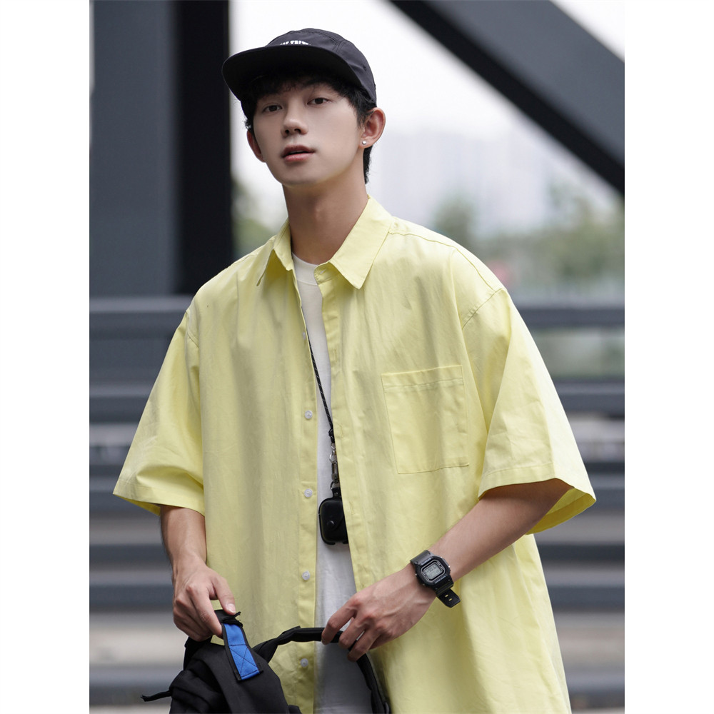 夏季新款男士短袖衬衫cityboy纯色学生半袖休闲宽松青少年衬衣潮,男装T恤,星座710