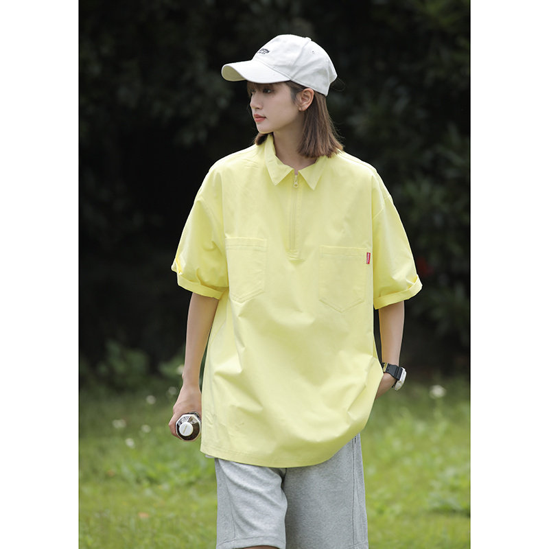 西海岸日系纯棉短袖衬衫女设计感小众休闲夏季薄款上衣7001-P45图片