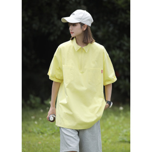 西海岸日系纯棉短袖衬衫女设计感小众休闲夏季薄款上衣7001-P45图片