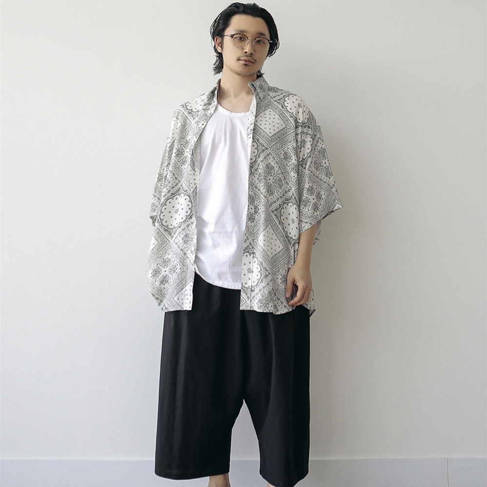 短袖衬衫男夏季ins痞帅花衬衣日系宽松外套潮3413P45特价,男装T恤,星座710