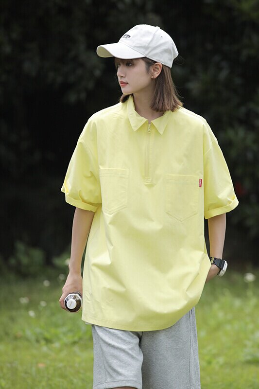 西海岸日系纯棉短袖衬衫女设计感小众休闲夏季薄款上衣7001-P45,男装T恤,星座710