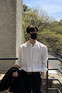 春夏韩新款立领衬衣男士青年流行韩版潮流休闲百搭抗皱衬衫简约图片