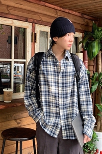 衬衫男格子长袖韩版潮流宽松方格衬衣帅气外套寸衫XZ710-801P50图片