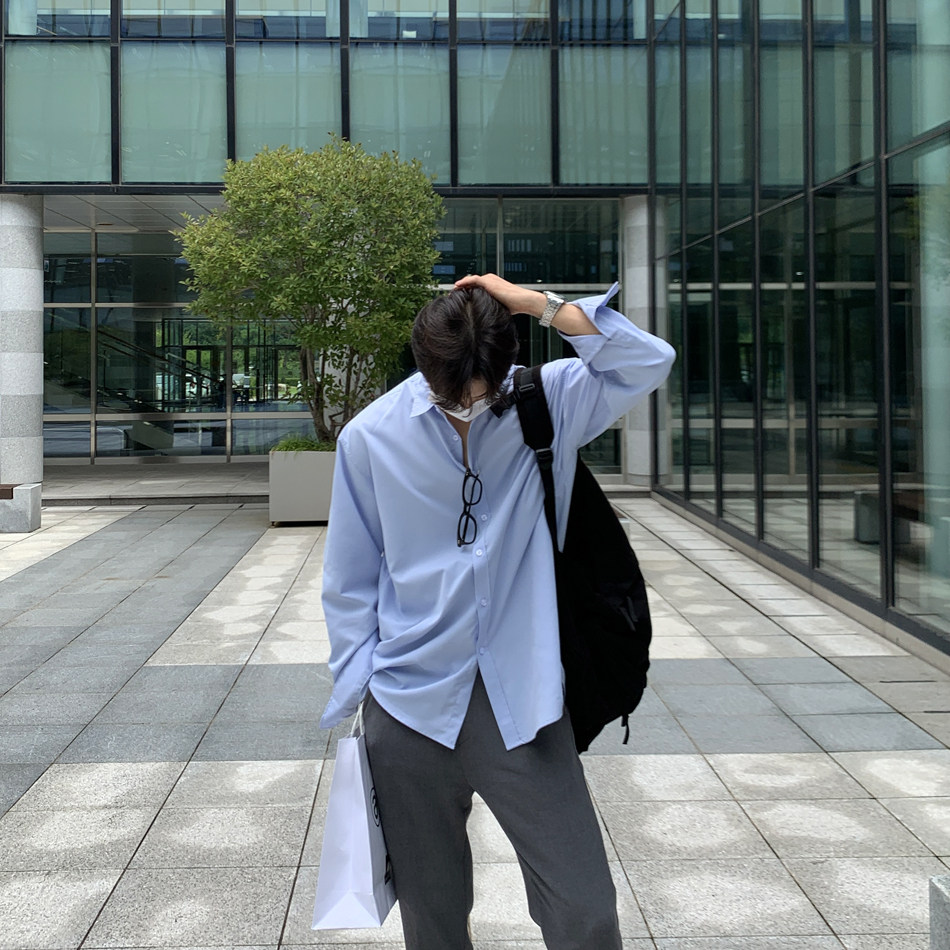 衬衫男士高级感痞帅休闲长袖衬衣日系简约春季开衫上衣外套男装,男装衬衫,星座710