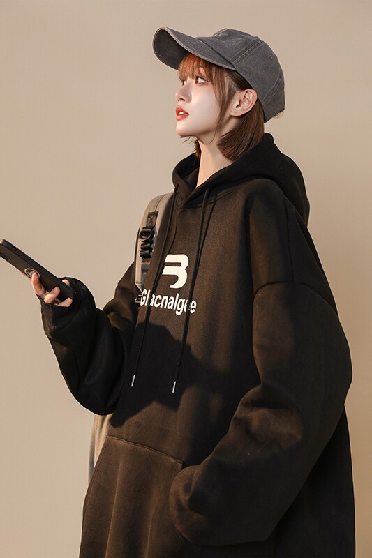 2025新款连帽套头卫衣女秋冬加绒加厚宽松情侣上衣冬季外套ins潮,女装短外套,星座710