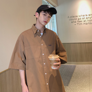 刺绣男士衬衣cityboy衬衫短袖男款夏季上衣痞帅高级感CS09-p45图片