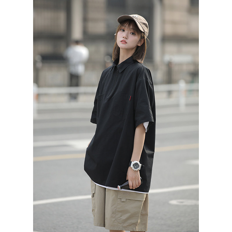 短袖衬衫女港味复古chic学院风上衣夏季jk制服半袖衬衣7001-P45,男装T恤,星座710