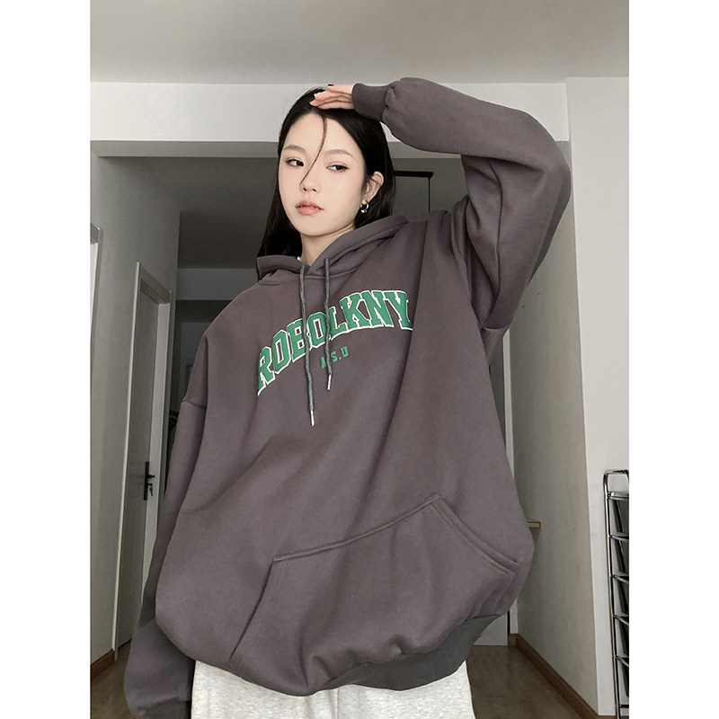 新款纯棉连帽灰色卫衣女秋冬加绒加厚宽松潮ins春秋WY03P58,商品下架区,星座710