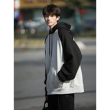 2025春季新款潮牌复古插肩撞色宽松抽绳连帽卫衣男潮ins外套，女装短外套，星座710