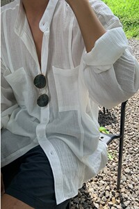 春季亚麻长袖衬衫男纯色宽松韩版潮流休闲上衣麻衬衣3419P45图片