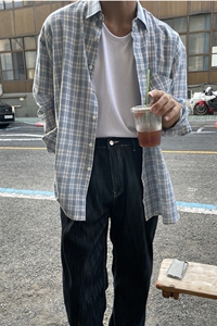 2025新款韩版男士长袖衬衫男 轻熟风格子衬衣潮流休闲3409P45特价图片