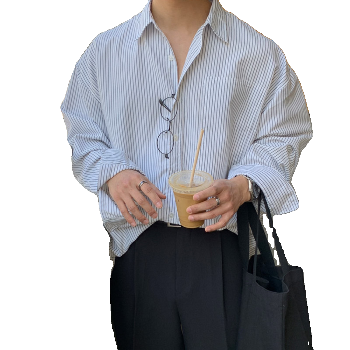 韩版条纹衬衫男士长袖新款宽松小众设计感轻熟风衬衣3405P45特价,男装衬衫,星座710