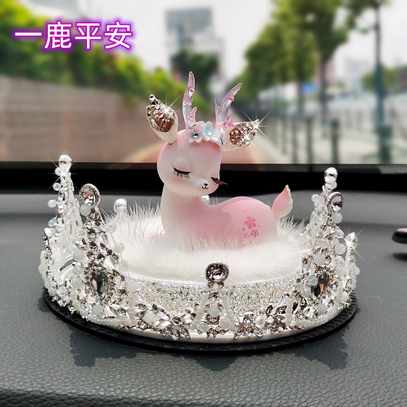 一路平安鹿祝福镶钻创意车内饰品