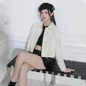 茉萱进口绵羊皮外套短款 咖啡色真皮皮衣女气质翻领时尚 夹克小个子