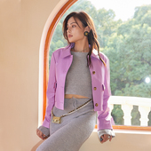 茉萱头层绵羊皮真皮外套短款 2025小个子粉色皮衣女翻领时尚 皮夹克