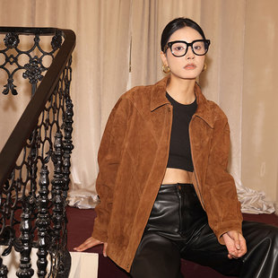 茉萱 丝绒玛奇朵 Jennie同款山羊绒面皮|油鞣绵羊皮皮衣外套女