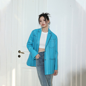 西西里 进口绵羊皮西装 外套2025春秋新款 茉萱皮草 西装 领真皮皮衣