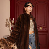 茉萱 云上香草 进口紫标级天鹅绒貂皮大衣全抽刀水貂皮草外套秋冬