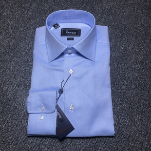 商务款 MRZO全棉进口面料欧美男装 衬衫 抗皱长袖 蓝色34 商务正装