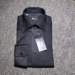 微奢商务长袖 厚款 黑色纯色男衬衫 正装 商务修身 MRZO全棉进口面料