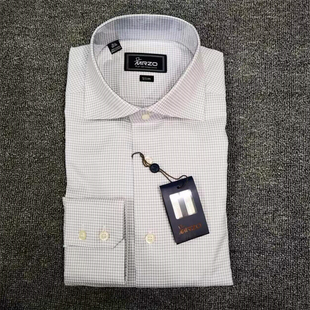 温莎领八字领千鸟格灰蓝二色 衬衫 MRZO全棉出口欧美男装 商务正装